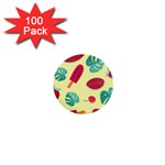 Watermelon Leaves Strawberry 1  Mini Buttons (100 pack)  Front