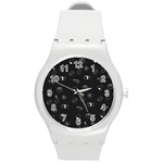 Sushi Pattern - Greyscale Round Plastic Sport Watch (M) Front