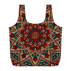 Mandala - Red & Teal Full Print Recycle Bag (l) by WensdaiAmbrose