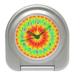 Kaleidoscope Background Mandala Red Green Travel Alarm Clock by Mariart