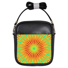 Kaleidoscope Background Mandala Red,green Sun Girls Sling Bag by Mariart