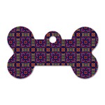 Tile Pattern Background Image Purple Dog Tag Bone (Two Sides) Front