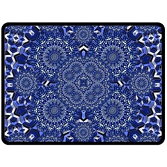 Farbenpracht Kaleidoscope Blue Fleece Blanket (large)  by Pakrebo