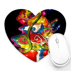 Dragon Lights Centerpiece Heart Mousepads by Riverwoman