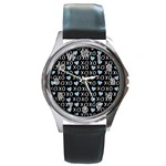 XO Valentines day pattern Round Metal Watch Front