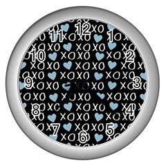 Xo Valentines Day Pattern Wall Clock (silver) by Valentinaart