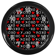 Xo Valentines Day Pattern Wall Clock (black) by Valentinaart