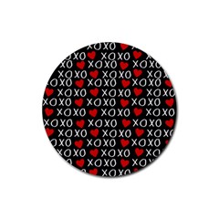 Xo Valentines Day Pattern Rubber Round Coaster (4 Pack)  by Valentinaart