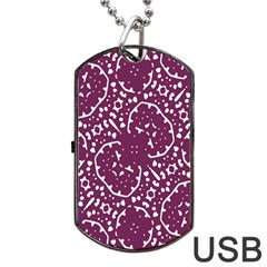 Magenta And White Abstract Print Pattern Dog Tag Usb Flash (one Side) by dflcprintsclothing