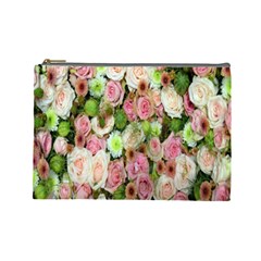 Pastel Pink Roses Cosmetic Bag (large) by retrotoomoderndesigns