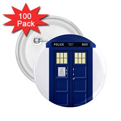 Tardis Doctor Who Time Travel 2 25  Buttons (100 Pack)  by Wegoenart