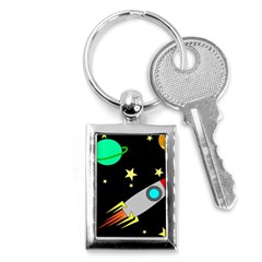 Planet Rocket Space Stars Key Chains (rectangle)  by Wegoenart