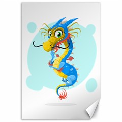 Dragon Chinese Blue Mustache China Canvas 24  X 36  by Wegoenart