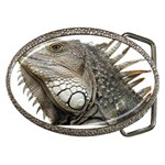 Iguana Portrait Profile Close Up Belt Buckles Front