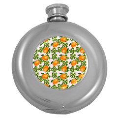 Citrus Tropical Orange Pink Round Hip Flask (5 Oz) by snowwhitegirl