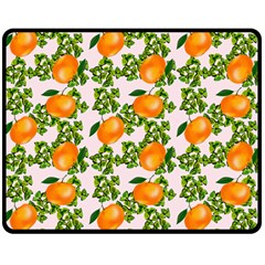 Citrus Tropical Orange Pink Double Sided Fleece Blanket (medium)  by snowwhitegirl