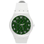 Eyes Green Plaid Round Plastic Sport Watch (M) Front