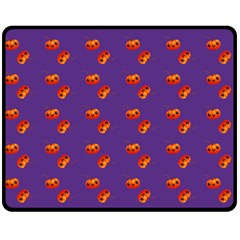 Kawaii Pumpkin Purple Fleece Blanket (medium)  by snowwhitegirl