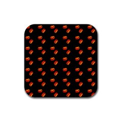 Kawaii Pumpkin Black Rubber Square Coaster (4 Pack)  by snowwhitegirl