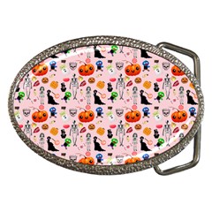 Halloween Treats Pattern Pink Belt Buckles by snowwhitegirl