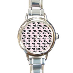 Eyes Pink Round Italian Charm Watch by snowwhitegirl