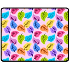 Colorful Leaves Double Sided Fleece Blanket (medium)  by snowwhitegirl