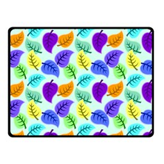 Colorful Leaves Blue Double Sided Fleece Blanket (small)  by snowwhitegirl