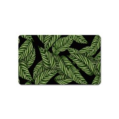 Tropical Leaves On Black Magnet (name Card) by snowwhitegirl