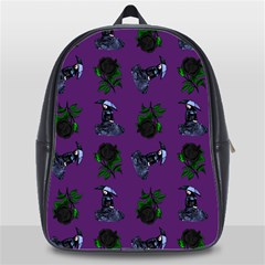 Gothic Girl Rose Purple Pattern School Bag (xl) by snowwhitegirl