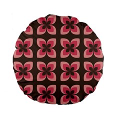 Retro Flower Pink Brown Standard 15  Premium Flano Round Cushions by snowwhitegirl