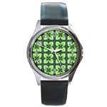 Retro Flower Green Round Metal Watch Front