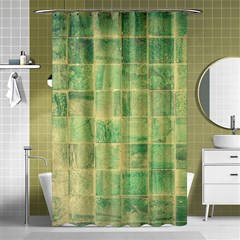 Abstract Green Tile Shower Curtain 48  X 72  (small)  by snowwhitegirl