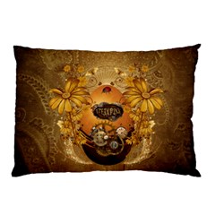 Awesome Steampunk Easter Egg With Flowers, Clocks And Gears Pillow Case by FantasyWorld7