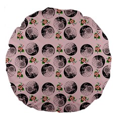 Vintage Girl With Flowers Pink Large 18  Premium Round Cushions by snowwhitegirl