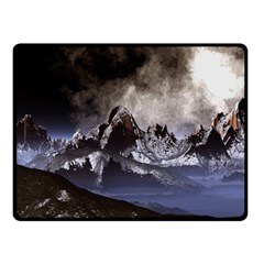 Mountains Moon Earth Space Double Sided Fleece Blanket (small)  by Pakrebo