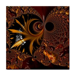 Fractal Brown Golden Intensive Tile Coasters by Pakrebo