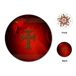 Wonderful Celtic Cross On Vintage Background Playing Cards (Round) Front