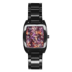 Colorful Rusty Abstract Print Stainless Steel Barrel Watch by dflcprintsclothing