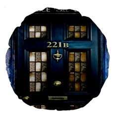 Tardis Sherlock Holmes 221b Large 18  Premium Round Cushions by Sudhe