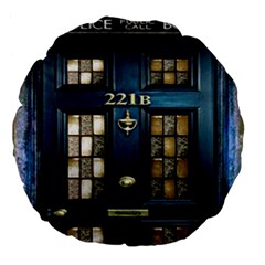 Tardis Sherlock Holmes 221b Large 18  Premium Flano Round Cushions by Sudhe