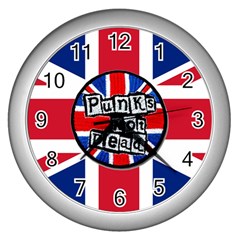 Punk Not Dead Music Rock Uk United Kingdom Flag Wall Clock (silver) by Sudhe