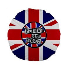 Punk Not Dead Music Rock Uk United Kingdom Flag Standard 15  Premium Flano Round Cushions by Sudhe