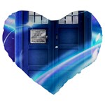 Tardis Space Large 19  Premium Flano Heart Shape Cushions Front