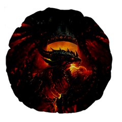 Dragon Legend Art Fire Digital Fantasy Large 18  Premium Round Cushions by Sudhe