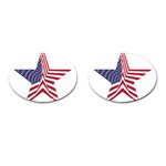 A Star With An American Flag Pattern Cufflinks (Oval) Front(Pair)