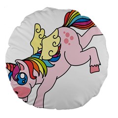 Unicorn Arociris Raimbow Magic Large 18  Premium Round Cushions by Sudhe