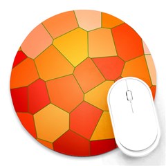 Background Pattern Of Orange Mosaic Round Mousepads by Sudhe