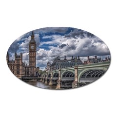 Architecture Big Ben Bridge Buildings Oval Magnet by Sudhe