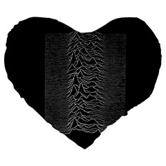 Grayscale Joy Division Graph Unknown Pleasures Large 19  Premium Heart Shape Cushions by Sudhe