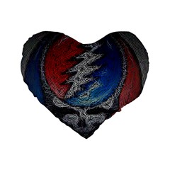 Grateful Dead Logo Standard 16  Premium Flano Heart Shape Cushions by Sudhe